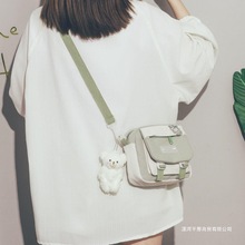 女单肩包原宿风ins学生帆布包百搭小方包学院斜挎包女夏日韩季少