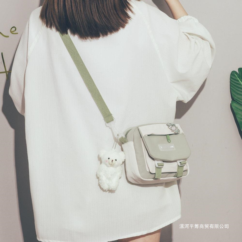 女单肩包原宿风ins学生帆布包百搭小方包学院斜挎包女夏日韩季少