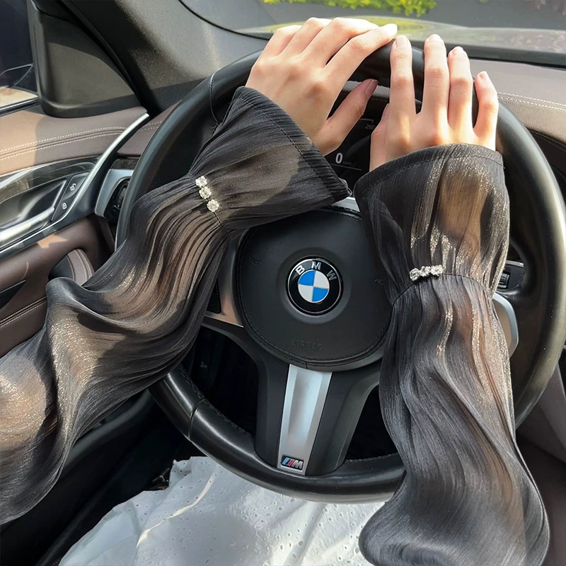 2024 летние новые кружевные сетчатые перчатки со льдом, женские перчатки для верховой езды на открытом воздухе, перчатки с нарукавниками из ледяного шелка, элегантный темперамент