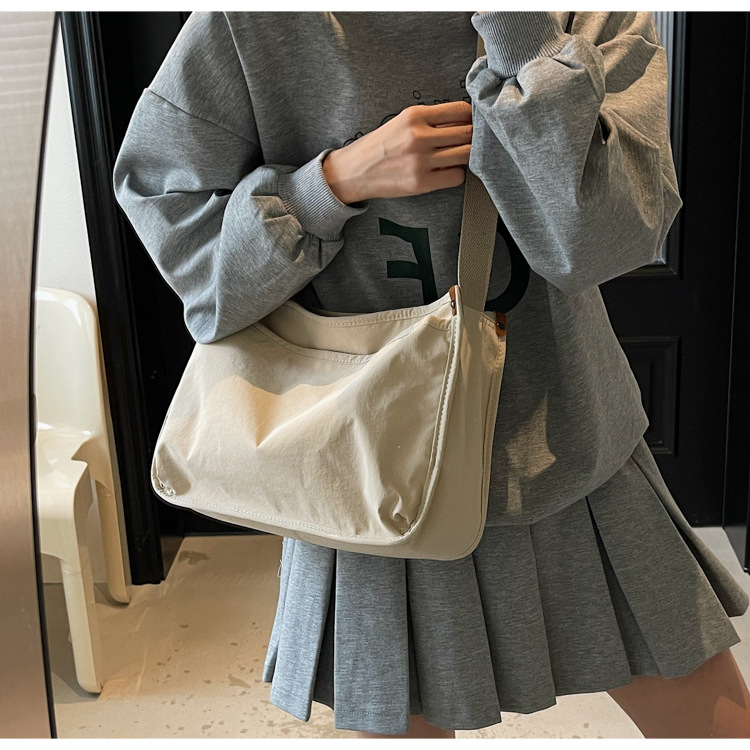 Canvas bag for women, large capacity, new Spring/Summer 2025, simple and versatile, single-shoulder crossbody bag, casual tote bag for school undefined