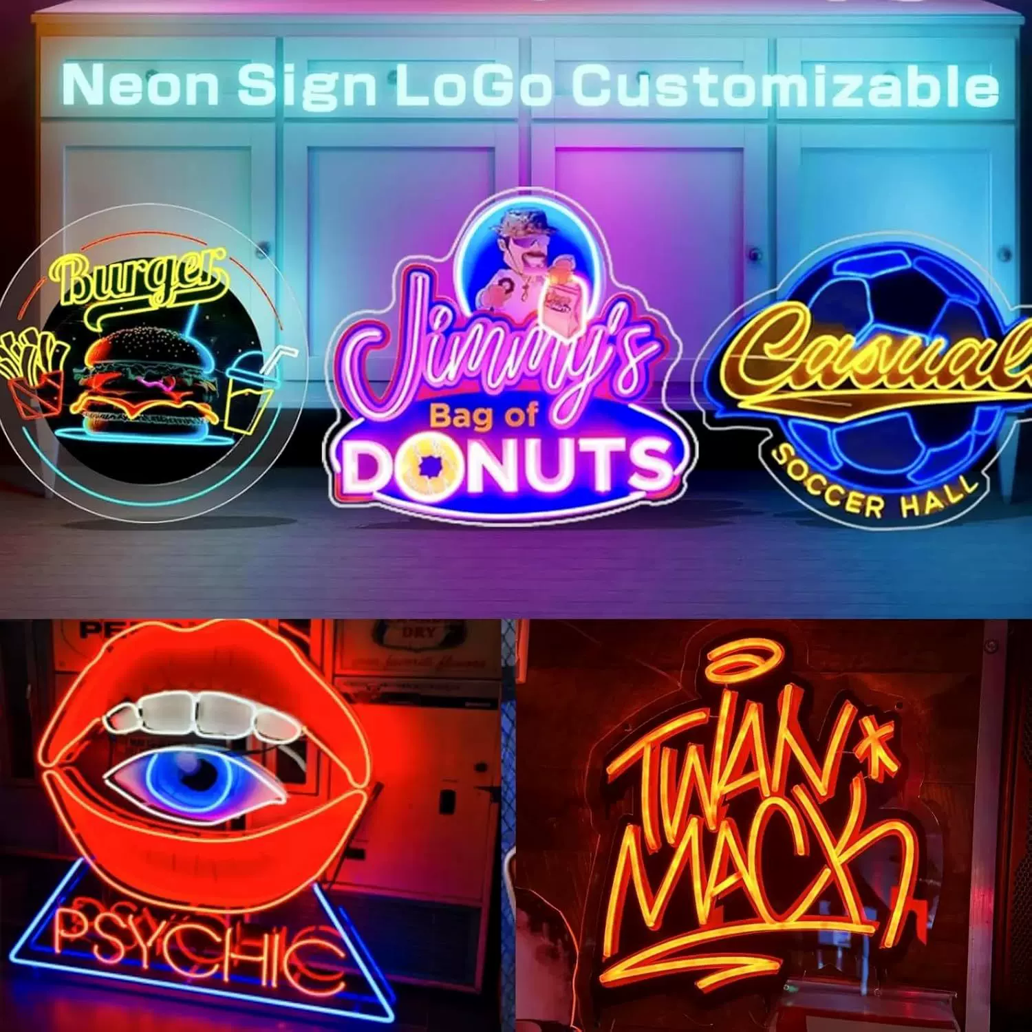 定制标志霓虹灯 UV 打印个性化 LED氛围灯 适用于聚会和家居装饰