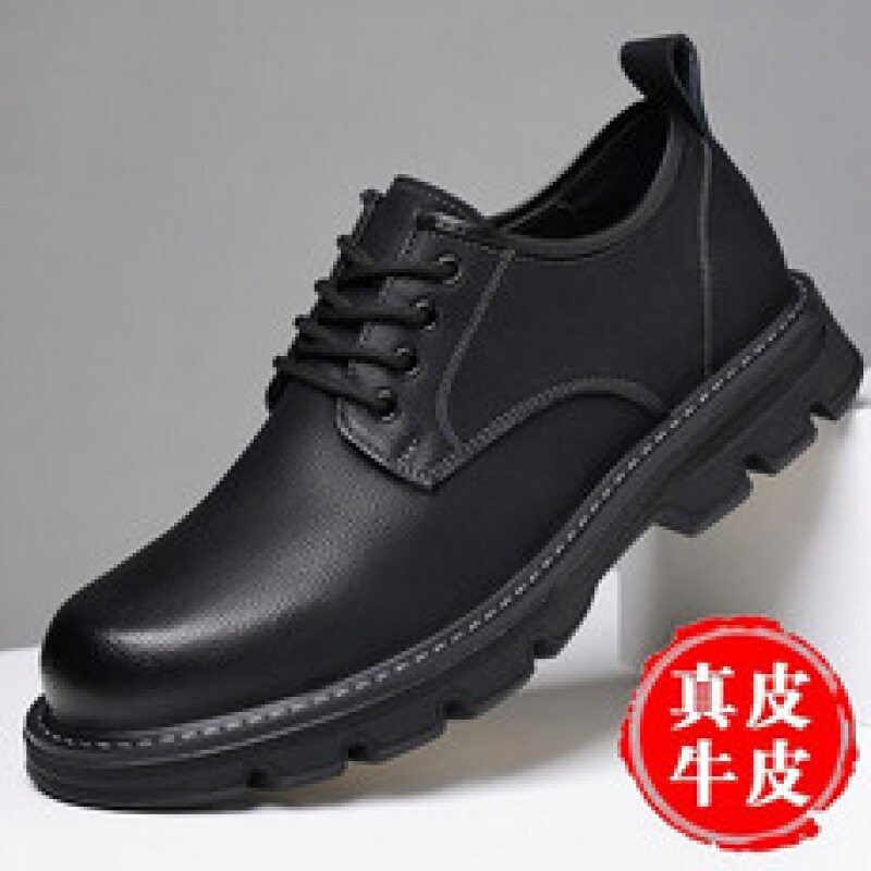 Giày bốt Martin nam da thật cổ thấp, giày da công sở thời trang, gót thấp 1–3 cm — Màu nâu, Màu đen