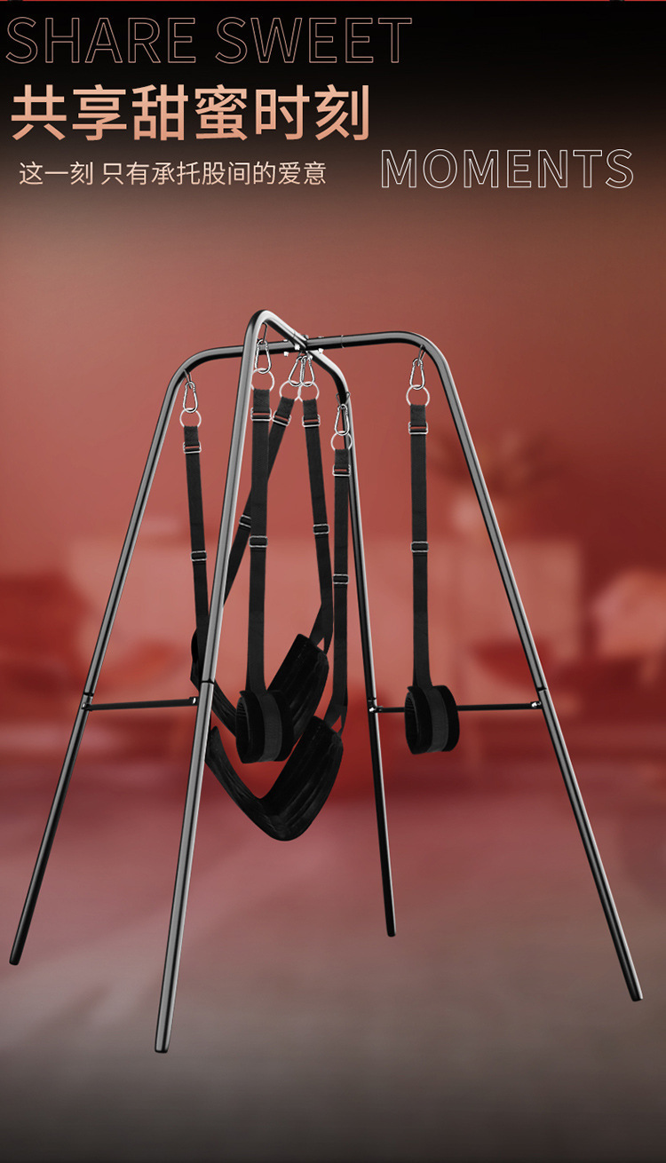 Door Swing Split-Leg Bondage Straps in Black Nylon for Adults — detail image 2