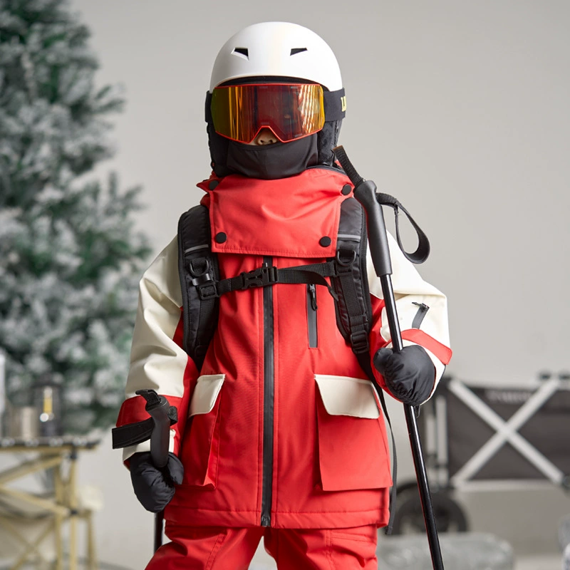 Children's waterproof windproof jacket, fleece quilted ski ski suit