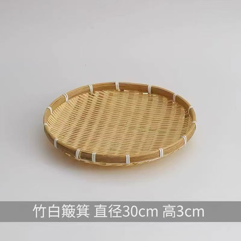 手工编织耐用簸箕馒头圆形竹编晒盘洗菜无孔晾晒中药水果篮竹制品|undefined