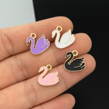 DIY合金配件滴油天鹅吊坠卡通系列手工饰品手链项链钥匙扣挂件