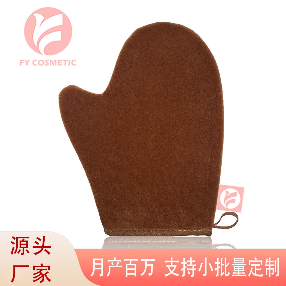 Custom Flocking Black Gloves Sunscreen Tanning SPA Tools Custom Tanning Tools Gloves Set