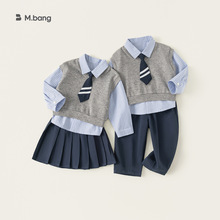 宥宝童装春季学院风姐弟装西装马甲三件套洋气女宝宝jk服表演服