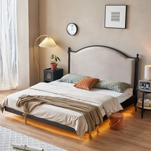 法式复古风双人床红橡木软靠悬浮床家用轻奢实木床1.8米1.5双何之