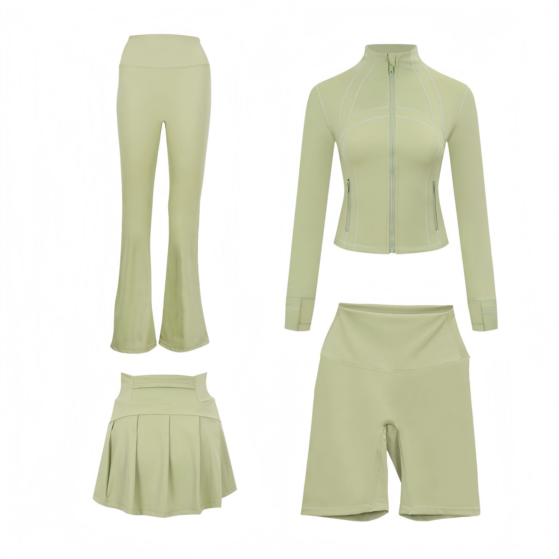 Women's Slim Fit Elastic Active Set With Jacket And Skirt_voghion.com