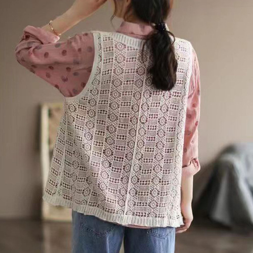 Fashion Ethnic Style Lace-up Single Button Vest Women's Ultra-thin Lightweight Young Outerwear Fashionable Overcoat European and American 