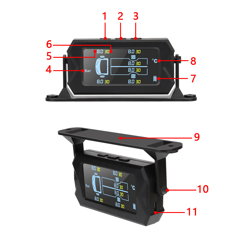 Truck Tire Pressure Monitor 6-Wheel External Monitoring System for Trucks and Rvs, Dedicated Tpms Wireless System for Engineering Vehicles