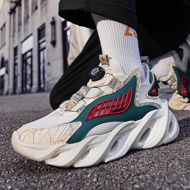 Customized Men's Summer Sneakers With Rotating Buckle, Blade Mesh Running Casual Fashion Student Sh, Trendy Couple_voghion.com
