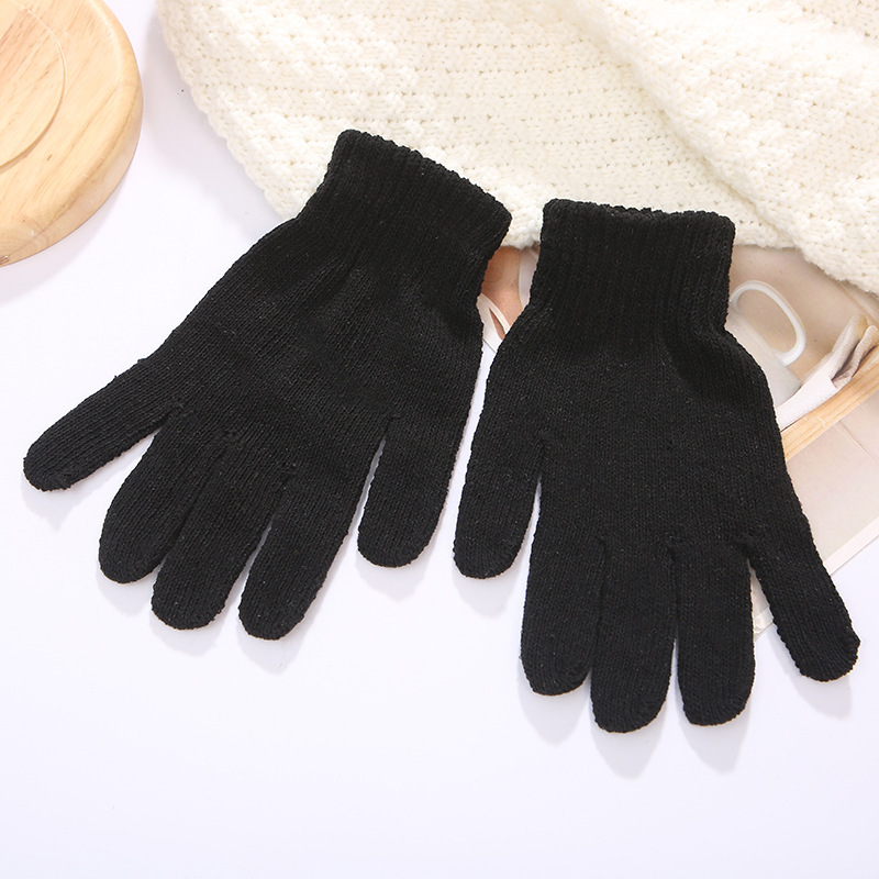 black universal winter keep warm knitted gloves