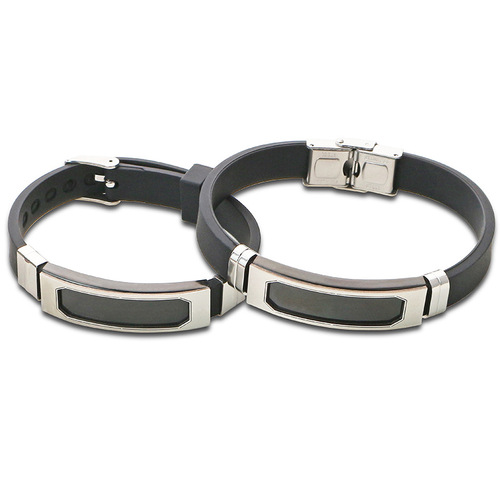 European and American Trend Silicone Bracelet Creative Personalized Simple DIY Engraving Stainless Steel Men's Bracelet Non-fading