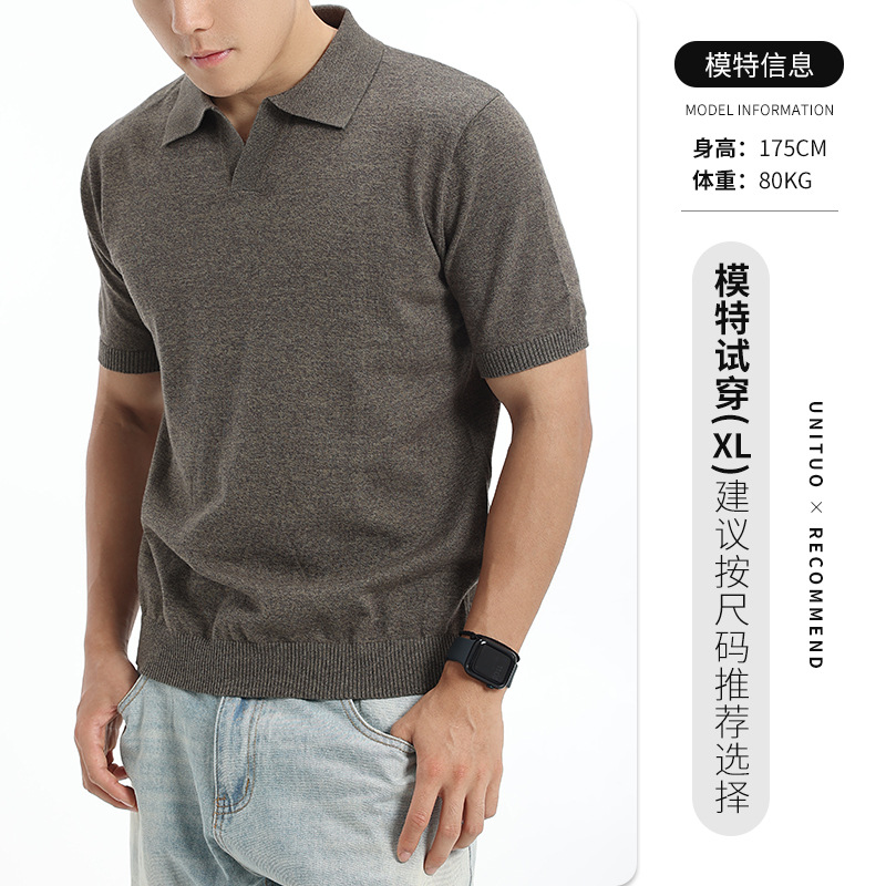 2026 hombre de verano de alta calidad de color sólido con solapa polo camiseta de negocios ocio de manga corta paul ropa de hombre comercio exterior lote