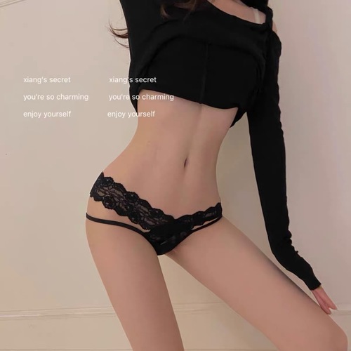 European and American sexy underwear for women, thin hollow seamless lace cross-strap low-waist breathable butt-beautiful triangle underwear for women
