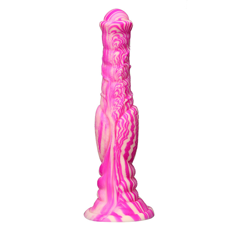 Dildo realista de silicona de colores mezclados con forma de animal, juguete sexual para adultos, dildo femenino para fisting, consolador anal largo con forma de pene de caballo, alta simulación