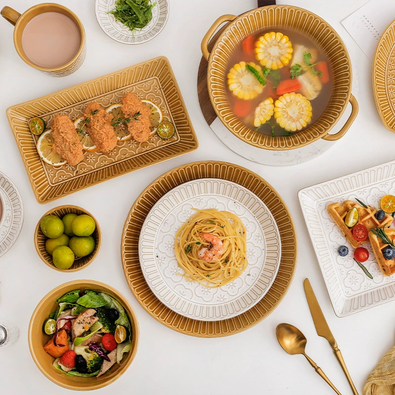 Ceramic retro tableware, set for home use, wholesale