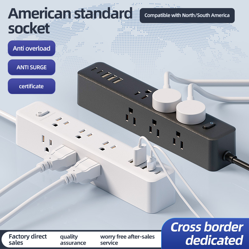 美标美式插座美规排插美国加拿大拖线板多USB排插中国台湾插线板