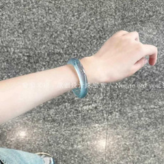 天然高氷種庫里藍玉髄藍晴水ブレスレット女瑪瑙ブレスレット馬料翡翠玉腕輪石英岩玉