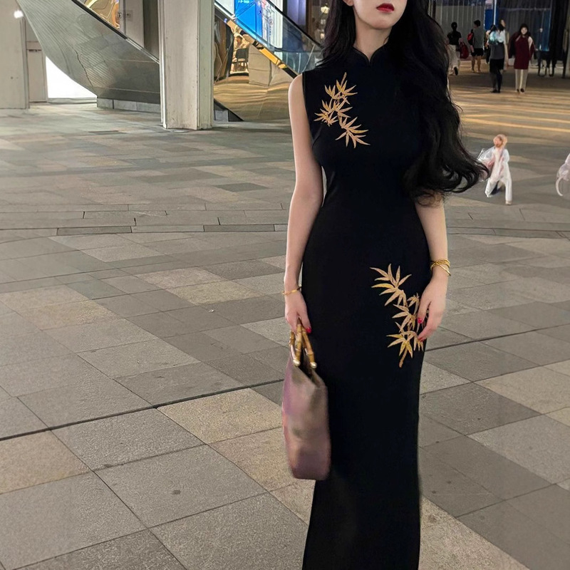 Advanced new Chinese autumn and winter thick color improved 2024 new gentle literary style cheongsam [Zun Wei Jin Zhu]]