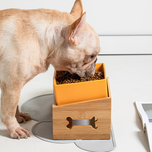 Pet Bowl Set for Dogs and Cats - Dual Bowls for Food and Water, Anti-Toppling High-Stand Ceramic Pet Feeding Tray with Dog Bowl for Eating and Drinking, Protects Neck Cervical Area