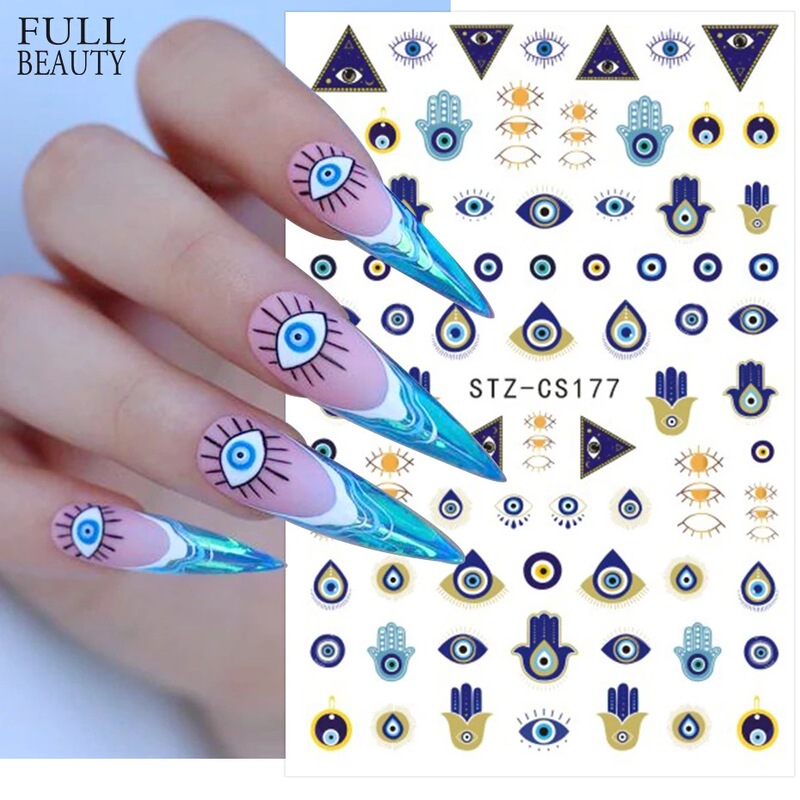 Cross-border new nail stickers European and American wind evil eye series adhesive nail stickers nail stickers mixed batch nail Cross-border new nail stickers European and American wind evil eye series adhesive nail stickers nail stickers mixed batch nail