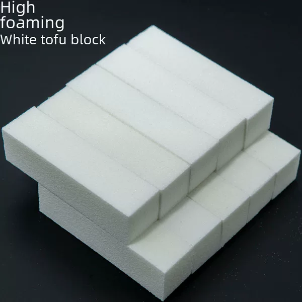 Factory Direct Nail Art White Bean Curd Block High Foaming Four Sanding Block Nail Repair Type Polishing Nail Face Frustration