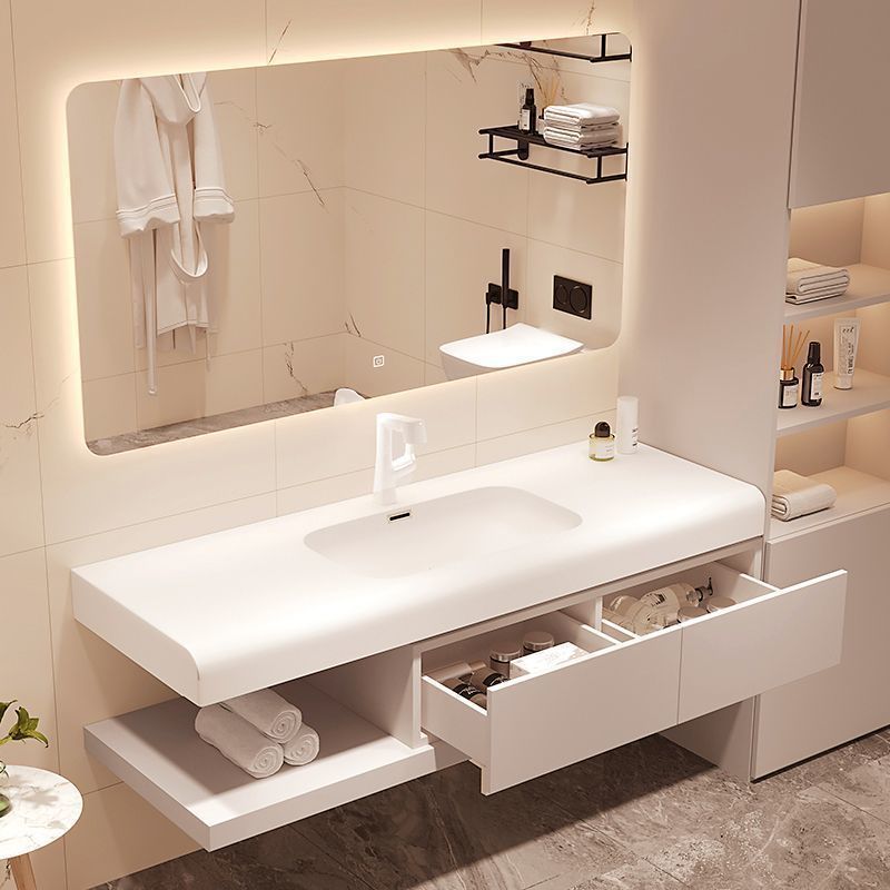 New Simple Smart Bathroom Cabinet Corian Skin-Feel Integrated Basin Bathroom Cabinet Bathroom Washbasin Cabinet Integrated