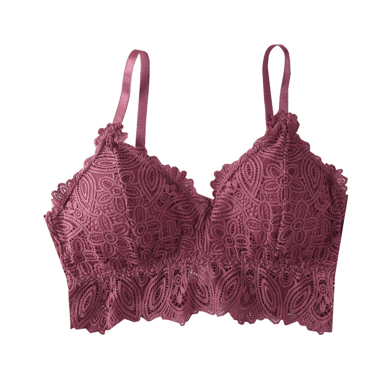 Triángulo Copa ropa interior inalámbrica de las mujeres otoño sexy encaje belleza espalda de tres filas de hebilla sujetador de tamaño libre sujetador image 7