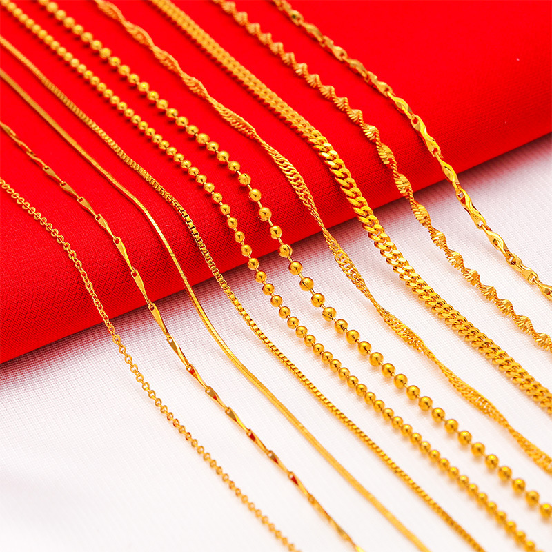 Vietnam gold-plated necklace women's necklace water wave necklace snake bone necklace box necklace O-word necklace