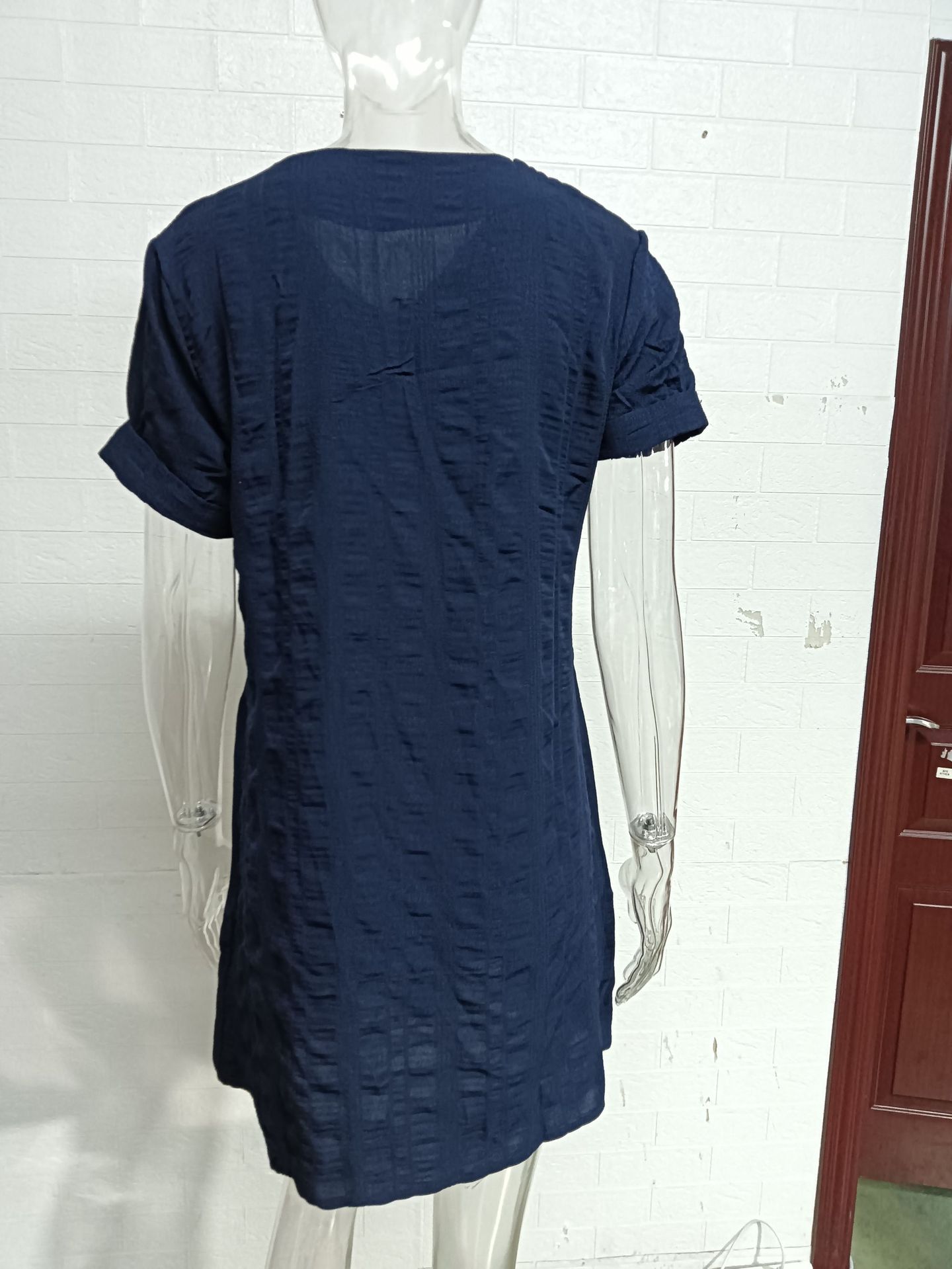 210g Weight Knee-Length Dress Length Type Short Sleeve Sleeve Length Regular Dress Dresses Type Regular Sleeve Sleeve Type Spandex, Polyester Fabric Type Mid Waist Waist Line Daily Occasion V Neck Neckline Regular Fit Fit Type Solid Color Pattern Summer, Spring Season Women's Gender Casual, Elegant Style Wholesale Women's Casual Elegant Solid Color Daily V Neck Short Sleeve Regular Dress 3