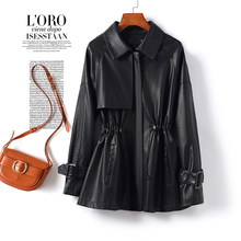 真皮衣女常规款翻领黑色韩版时尚小个子皮夹克秋冬新款绵羊皮外套