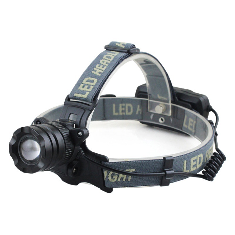 Linterna Frontal de Pesca para Exteriores, Venta al por Mayor Transfronteriza, Zoom Telescópico T6, Recargable, con Sensor, Resistente al Agua, Luz Fuerte, Linterna de Búsqueda