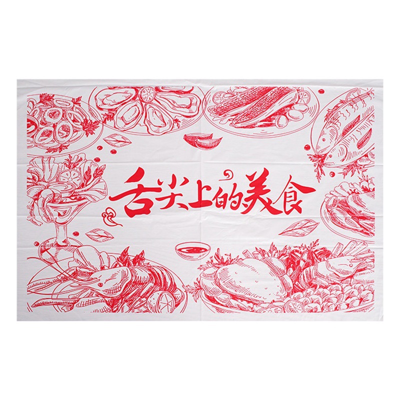 Factory wholesale disposable tablecloth printed logo takeaway placemat individually packaged oil-proof stain-proof plastic placemat