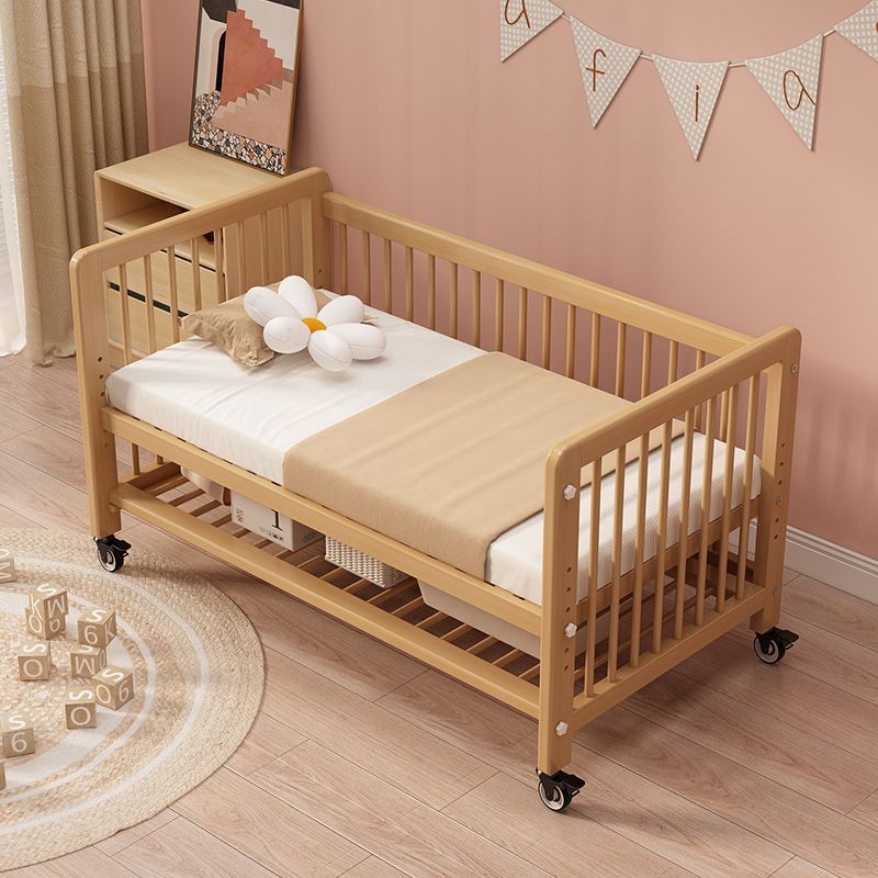 Beech Baby Splicing Bed Widened Bedside Liftable Solid Wood Bb Bed Newborn Baby Bed Newborn Crib
