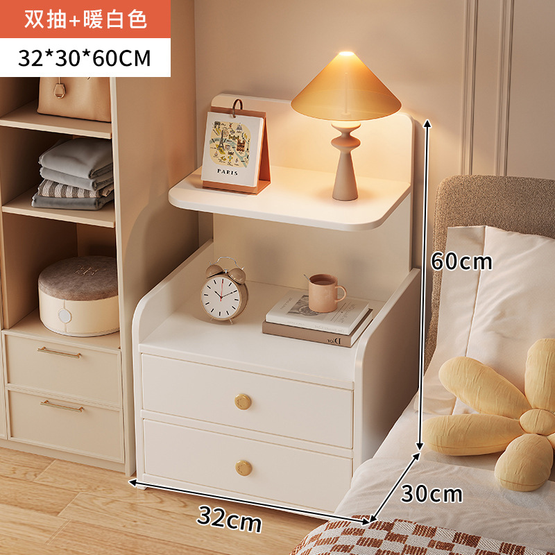 Mini dormitorio doméstico pequeño nórdico, armario de almacenamiento junto a la cama, armario pequeño, estante de cabecera para alquiler