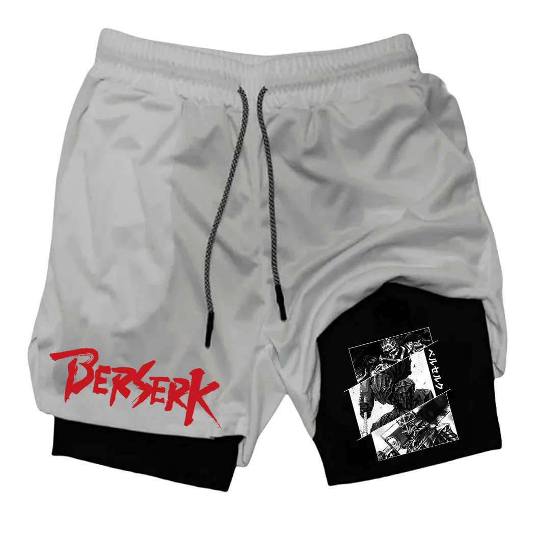Японский аниме Berserk Лезвие легенда принт мужские спортивные шорты фитнес двойной слой пятисантиметровые