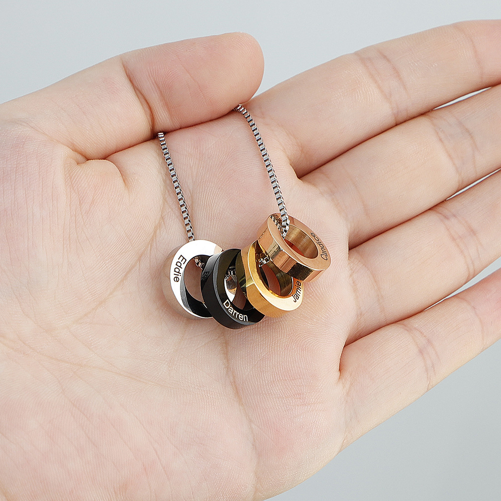 Personalised Beaded Necklace For Men With Engraved Name Steel_voghion.com