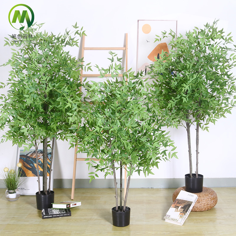 Simulación de plantas verdes, bambú Nantian, plantas biónicas de lujo ligeras de alta gama, sala de estar, plantas en macetas, decoración del hogar, decoraciones de paisajismo