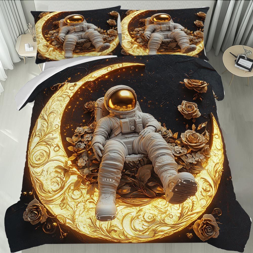 Fábrica de origen textil doméstico astronauta digital impresión set edredón suave piel respaldar TEMU / JIT