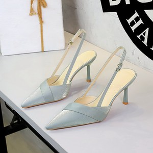 9625-8 French style satin ribbon pointed straight buckle with sexy banquet women's shoes, slim heels, high heels, s