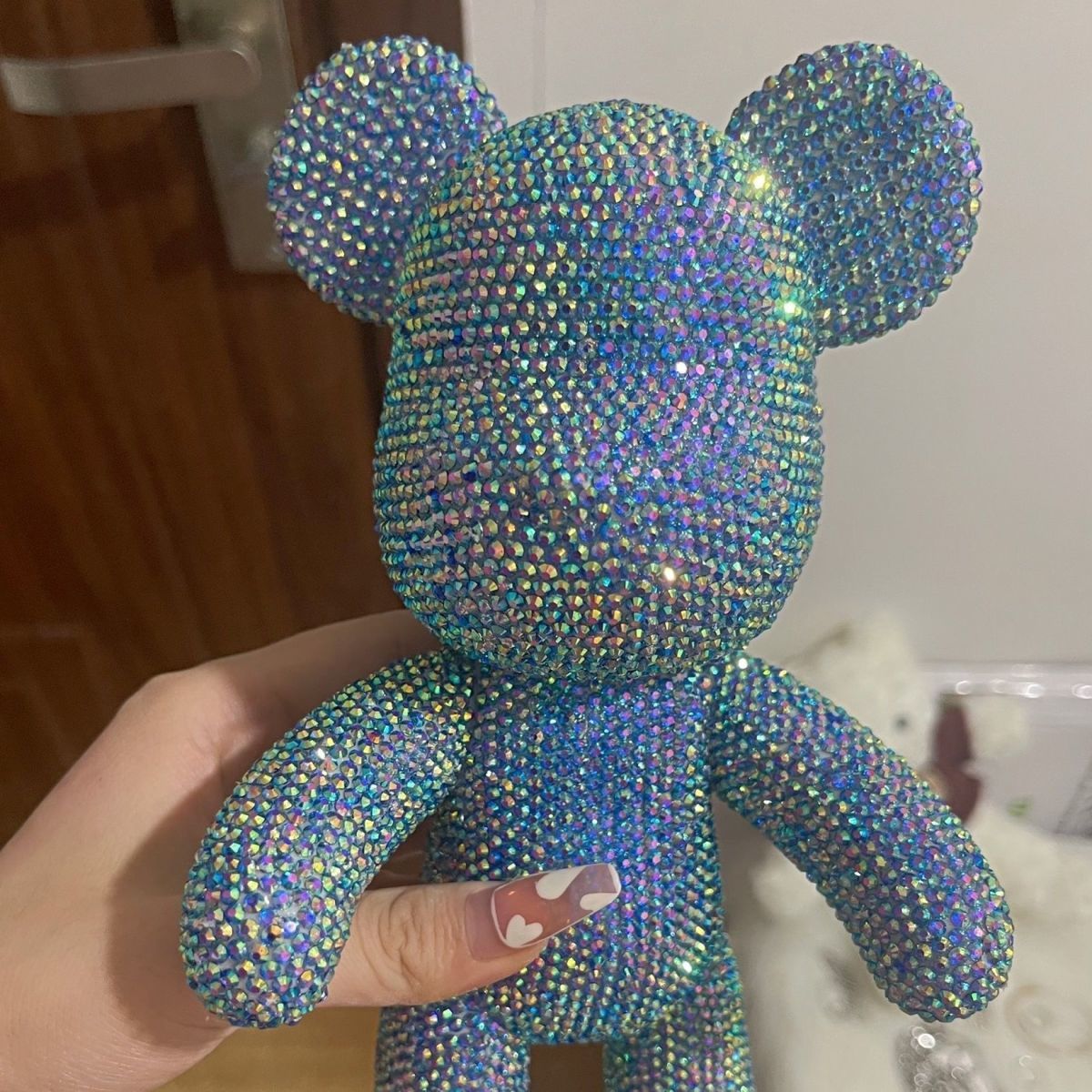 Oso embrionario blanco + diamante azul Jelly baolan + pegamento + kit