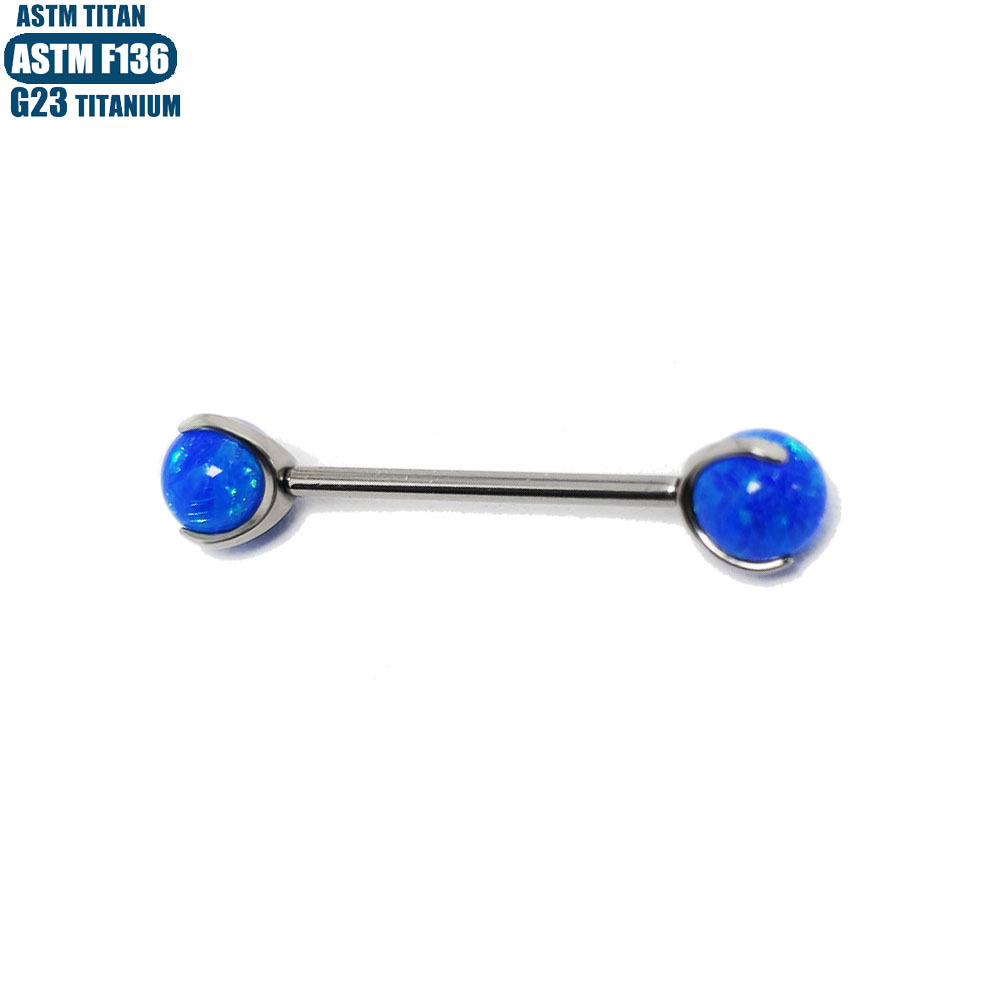 F136 Titanium Opal Lip Tongue Barbell 16G Internally Threaded Body Piercing Jewelry Straight Bar detail image 12