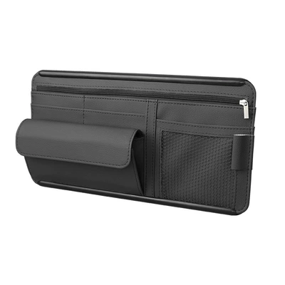 Car Sun Visor Storage Box, Car Glasses Clip/Bill Clip - black