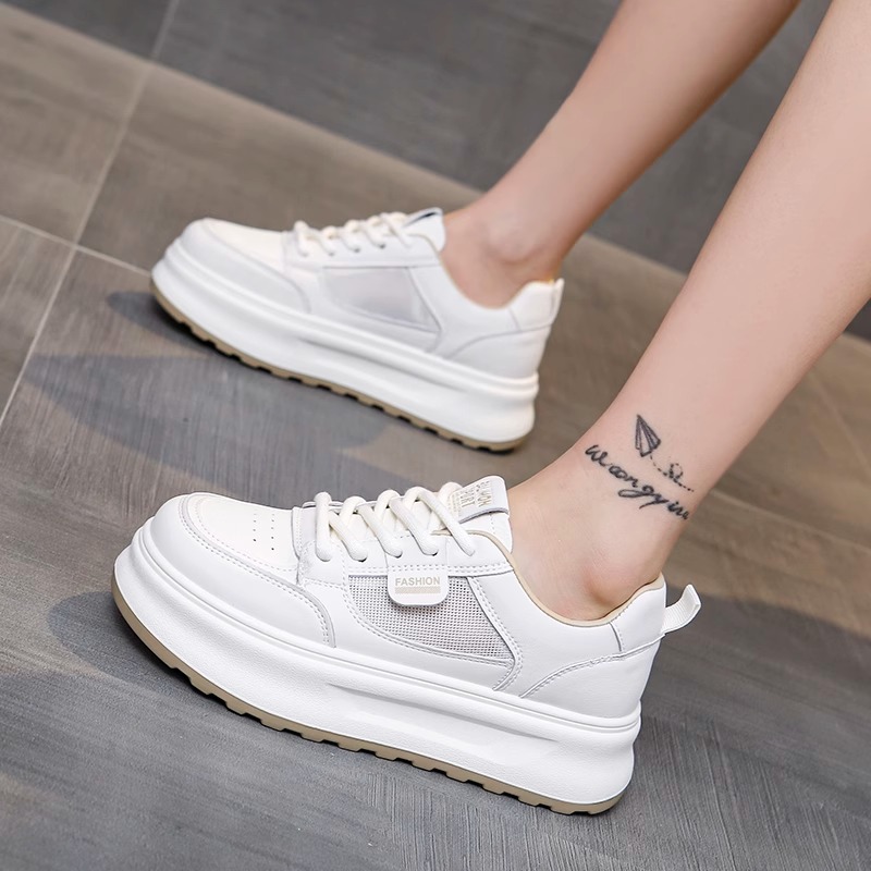 Zapatos de papá de suela gruesa para mujer 2025 primavera nuevo estilo salvaje, ligero y transpirable, súper fuego, deportes, zapatos de ocio, zapatillas de deporte