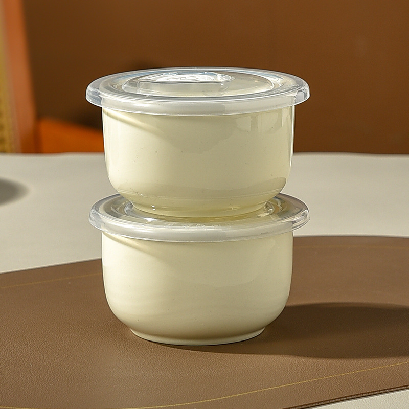 Cuencos de cerámica de tres piezas con cubierta de caja de preservación de microondas sellado de bento para estudiantes de almuerzo de oso grande