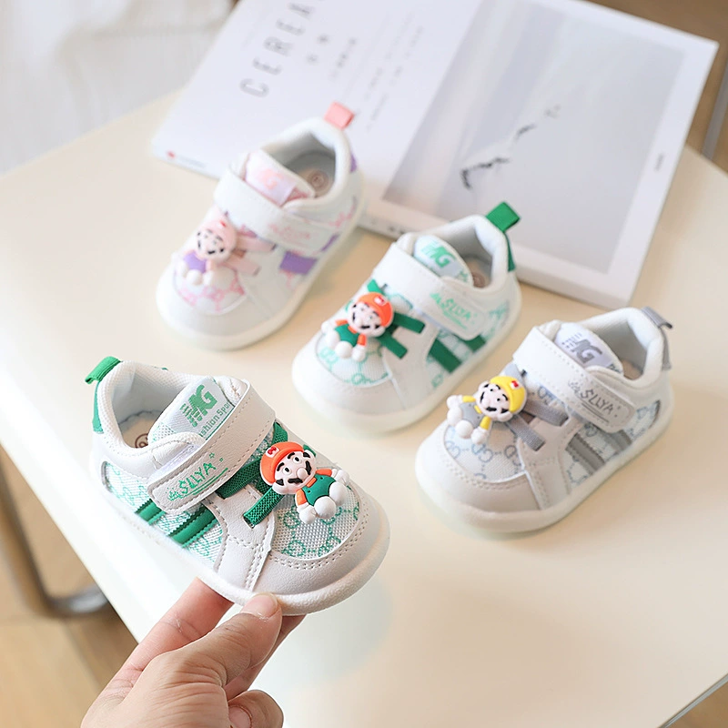 Детская весенняя и осенняя новая детская обувь для мальчиков Обувь на мягкой подошве Белая обувь с дышащей сеткой для девочек Детская обувь для малышей