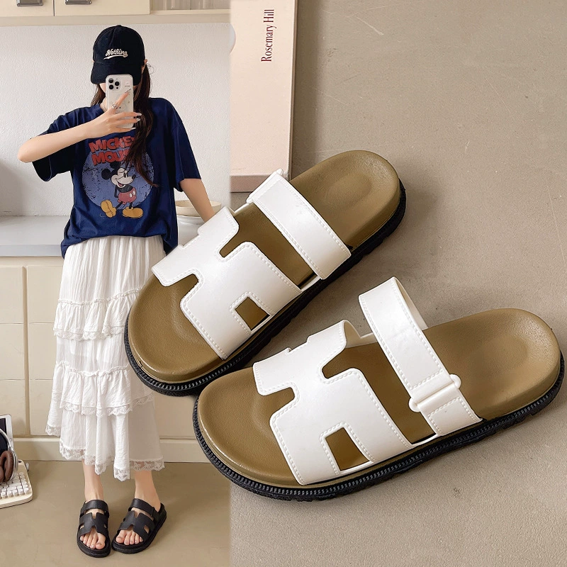 Летние новые модные сандалии Shopee для трансграничной торговли, H-образные, чисто красивые, повседневные, на толстой подошве, женские сандалии для улицы